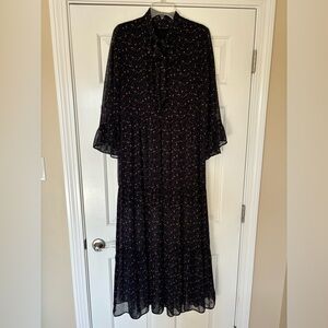 Zara Basic maxi dress in navy floral.